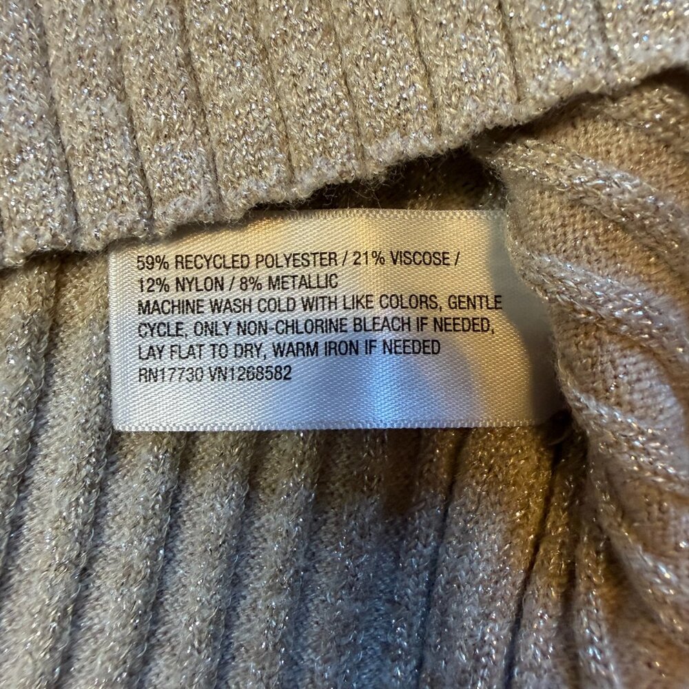 A New Day Shimmer Beige Fitted Ribbed V-Neck Button Down Cardigan XS - Picture 5 of 7